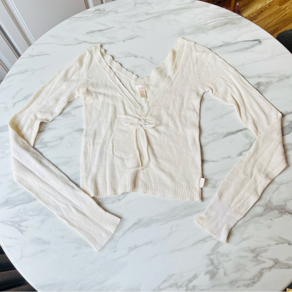 Vintage Y2K Hollister Off-White Knit Top Rabbit Hair Blend